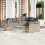 vidaXL Salon de jardin et coussins 10 Pièces mélange beige résine tressée