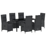 vidaXL Ensemble de salle à manger de jardin 7 pièces avec coussins en poly rattan noir