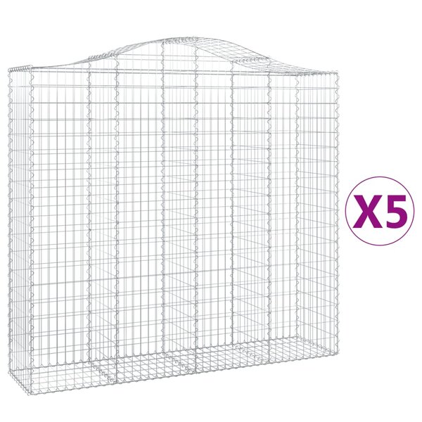 vidaXL Paniers à gabions arqués 5 Pièces 200x50x180/200 cm Fer galvanisé