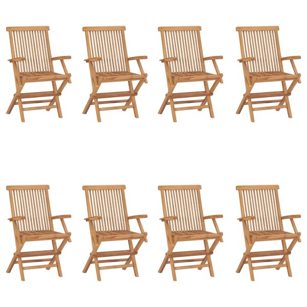 vidaXL Chaises pliables de jardin lot de 8 Bois de teck solide