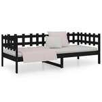 vidaXL Lit de jour sans matelas noir 90x200 cm bois de pin massif