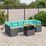 vidaXL Salon de jardin 8 Pièces avec coussins noir résine tressée