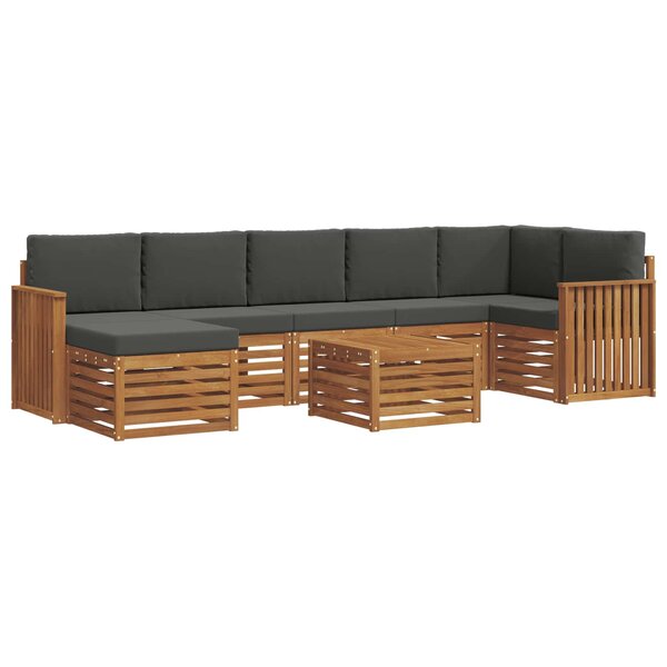 vidaXL Ensemble de canapés d'extérieur 8 pc Naturel et Anthracite