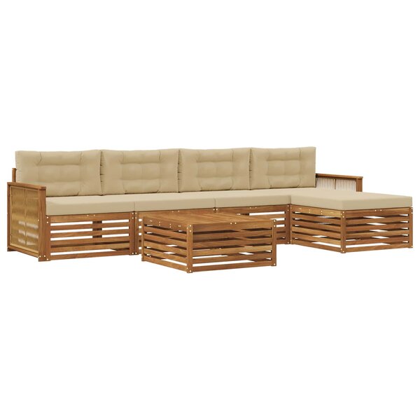vidaXL Ensemble de canapés d'extérieur 6 pc Naturel et Beige