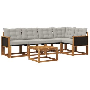 vidaXL Ensemble de canapés d'extérieur 6 pc Naturel et gris clair