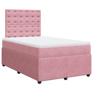 vidaXL Sommier à lattes de lit avec matelas rose 120x190 cm velours