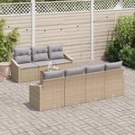 vidaXL Ensemble de canapé de jardin 8 Pièces Beige Poly rotin