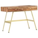 Bureau table poste de travail meuble d'ordinateur informatique étude avec tiroirs 100 x 55 x 75 cm bois solide brun 02_0023460