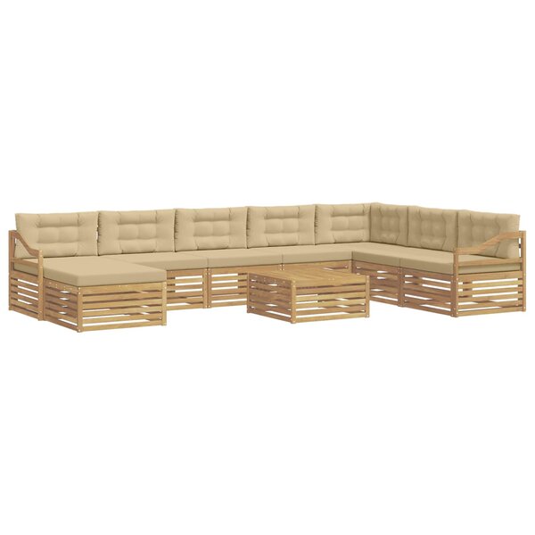 vidaXL Ensemble de canapés d'extérieur 9 pc Blanc et Beige Polyester