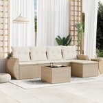 vidaXL Salon de jardin avec coussins 6 Pièces beige résine tressée