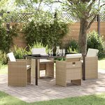 vidaXL Ensemble de salle à manger pour jardin 5 Pièces Beige Poly rotin