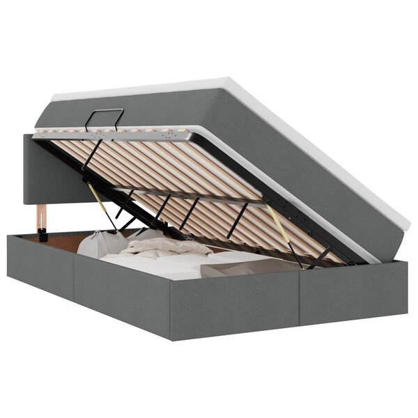 vidaXL Lit de rangement LED avec matelas Gris foncé 120 x 190 cm Tissu