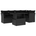 vidaXL Salon de jardin 6 Pièces avec coussins noir résine tressée