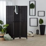 Paravent 3 pans bois rotin noir