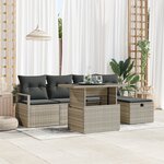 Ensemble de canapé de jardin 6 pièces avec coussins gris clair