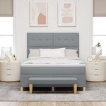 Lit à ressorts vidaXL avec matelas et banc Gris clair 140x190 cm en tissu