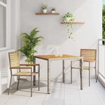 vidaXL Ensemble de salle à manger pour jardin 3 Pièces Gris