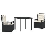 vidaXL Ensemble de salle à manger de jardin 3 pièces Noir Poly Rattan
