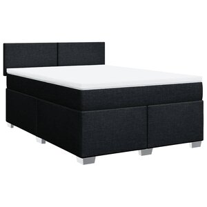 vidaXL Sommier à lattes de lit avec matelas Noir 140x190 cm Tissu