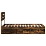 vidaXL Cadre de lit avec tête de lit Chêne fumé 90 x 190 cm Pin massif