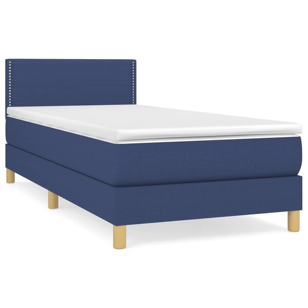 vidaXL Sommier à lattes de lit avec matelas Bleu 80x200 cm Tissu