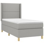 vidaXL Sommier à lattes de lit matelas LED Gris clair 90x190cm Tissu
