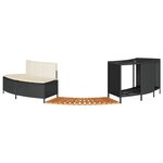 vidaXL Cadre de bain à remous noir résine tressée bois massif d'acacia