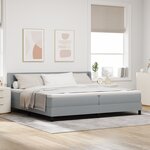 vidaXL Lit Box Spring avec matelas - Gris clair - 200 x 200 cm - Tissu
