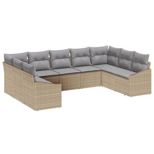 vidaXL Ensemble de canapé de jardin 9 Pièces Beige et Gris clair