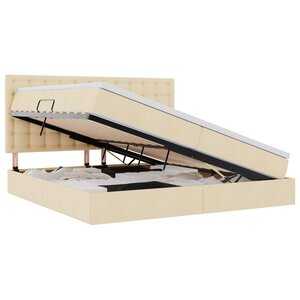 vidaXL Lit de rangement LED avec matelas Crème 200 x 200 cm Tissu