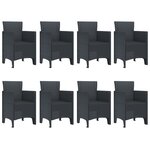 vidaXL Ensemble salle à manger jardin 9 pièces Anthracite rattan synthétique