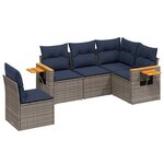 vidaXL Salon de jardin 5 Pièces avec coussins gris résine tressée
