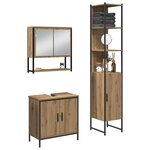 vidaXL Ensemble de mobilier de salle de bain avec étagère 3 Pièces Marron