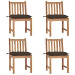 vidaXL Chaises de jardin lot de 4 avec coussins Bois de teck massif