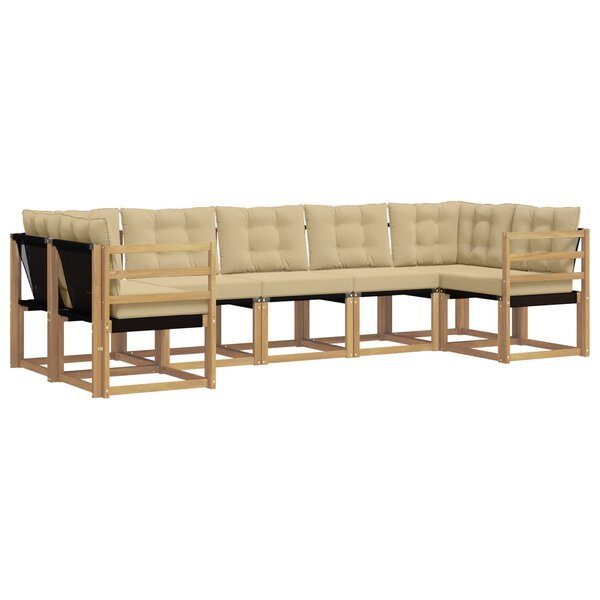 vidaXL Ensemble de canapés d'extérieur 7 pc Blanc et Beige