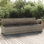 vidaXL Canapé de jardin 3 places avec coussins Gris Résine tressée