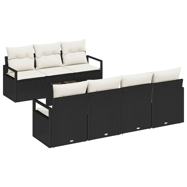 vidaXL Ensemble de Canapés avec coussin 8 Pièces Noir et Crème polyrotin