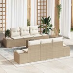 vidaXL Ensemble de canapé de jardin avec coussin 7 Pièces Beige et crème