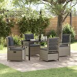 vidaXL Ensemble de salle à manger de jardin de 5 pièces en rattan poly gris clair