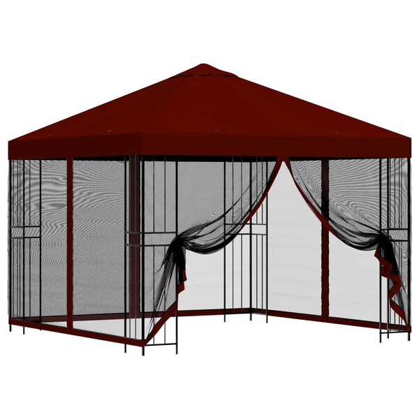 vidaXL Abri de jardin avec parois 3 x 3 m Bordeaux Polyester et Acier