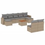 vidaXL Salon de jardin et coussins 10 Pièces mélange beige résine tressée