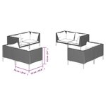 vidaXL Salon de jardin 8 Pièces avec coussins Résine tressée Gris foncé