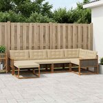 vidaXL Ensemble de canapés d'extérieur 6 Pièces Naturel et Beige
