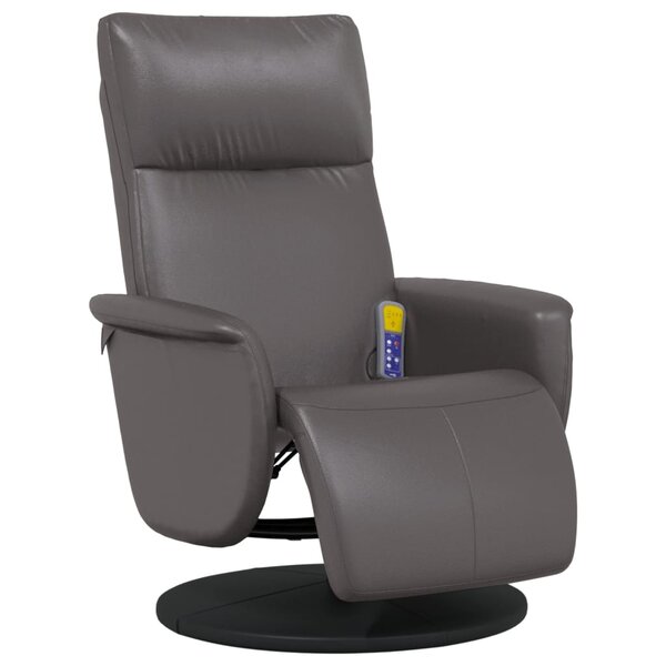 vidaXL Fauteuil inclinable de massage repose-pieds gris similicuir