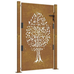 vidaXL Portail de jardin 105x130 cm acier corten conception de l'arbre