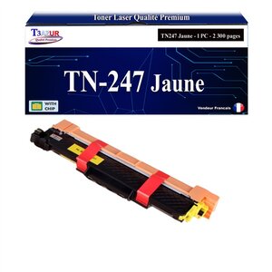 T3AZUR - Toner compatible avec Brother TN247 Jaune pour Brother MFC-L3750CDW  MFC-L3770CDW Noire - 3 000 pages - T3AZUR