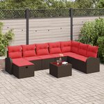 vidaXL Ensemble de canapé de jardin 9 Pièces Marron Poly rotin