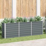 vidaXL Lit surélevé de jardin Acier galvanisé 240x40x77 cm Gris