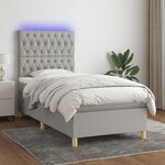 vidaXL Sommier à lattes de lit et matelas et LED Gris clair 90x200cm