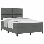 vidaXL Lit à ressorts avec matelas Gris foncé 140 x 200 cm tissu